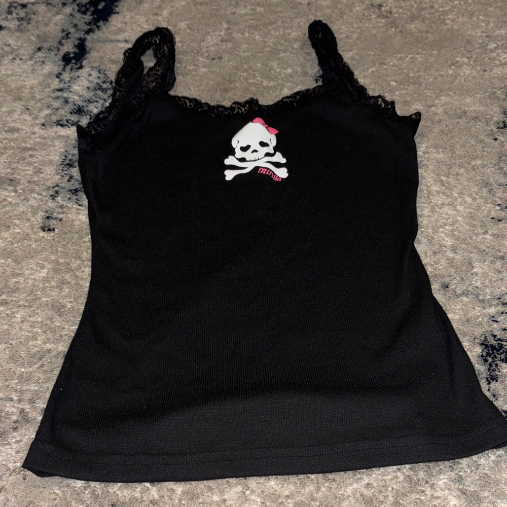 Black Tank Top with Skull Design